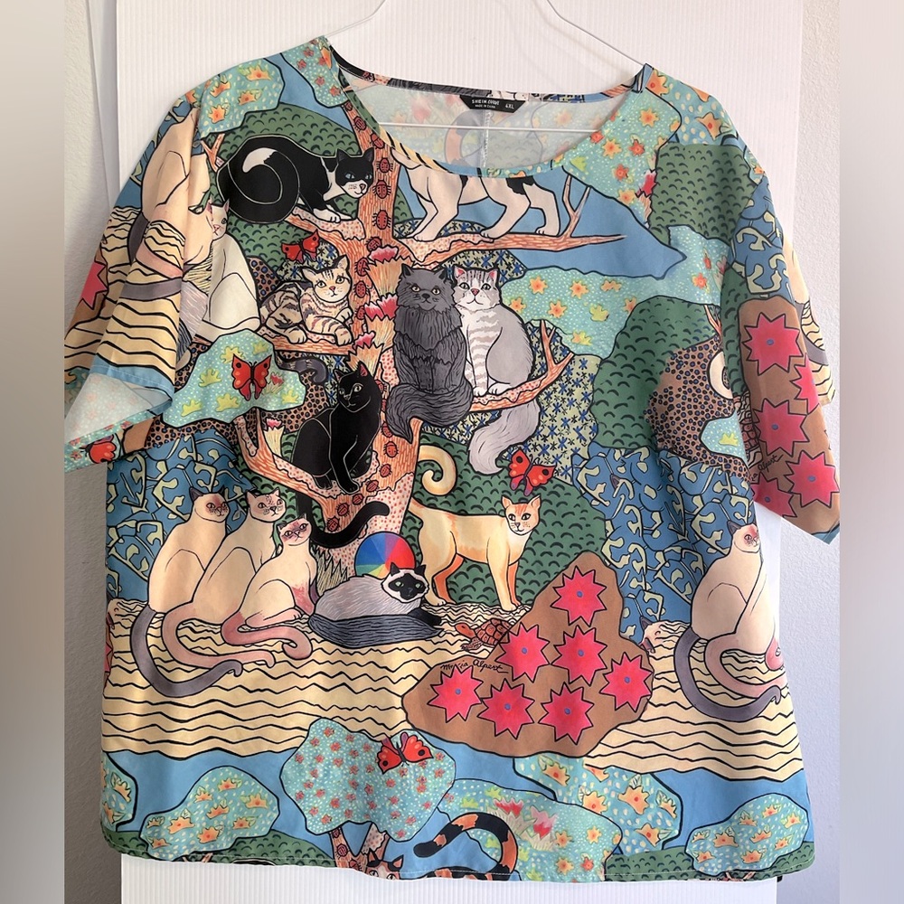 SHEIN CURVE Marcia Alpert cat shirt